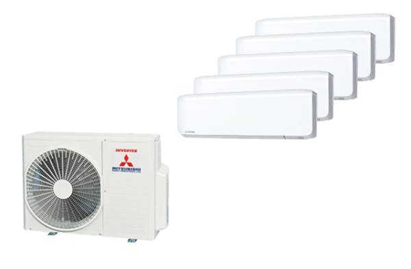 Mitsubishi Klimaanlage Multi-Split: SCM 125 ZM + 1x SRK 35 ZS-WF + 5x SRK 20 ZS-WF
