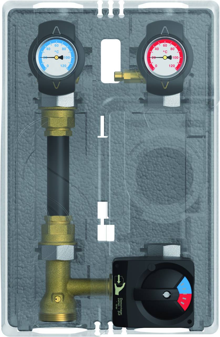 "Pumpengruppe DN 25 rechts ohne Pumpe, mit Mischer und Einbausatz Wärmemengenz..."