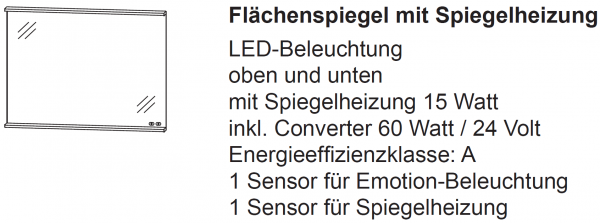 Flächenspiegel A mit Spiegelheizung